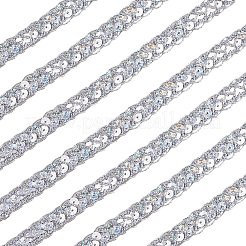 メタリック編みレーストリム  スパンコール付きポリエステル ムカデ レース リボン  クラフト縫製用  服飾材料  銀  1/2インチ（12.5mm）  約14.22ヤード（13m）/ pc&nbsp;OCOR-WH20020-24C