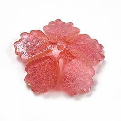 アクリルビーズキャップ  熱収縮ピース付き  花  15.5x16x4mm  穴：1mm&nbsp;LS-SACR-E002-05