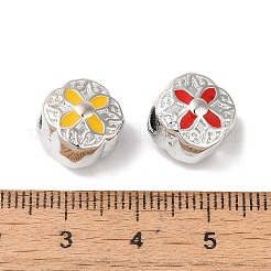 CCB プラスチックエナメルヨーロピアンビーズ  大穴ビーズ  花  ミックスカラー  11x12x8.5mm  穴：4mm&nbsp;CCB-G018-01