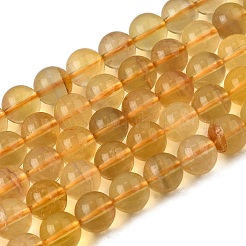 天然な黄色の蛍石ビーズ連売り  ラウンド  8~8.5mm  穴：1mm  約49個/連  15.75''（40センチメートル）&nbsp;G-F799-B03-8mm