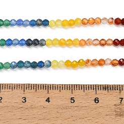 グラデーションカラーの天然瑪瑙ビーズ連売り  多面カット  ラウンド  染めと未染色の混合  3mm  穴：0.7~0.8mm  約134~135個/連  14.96~15.20''（38~38.6cm）。&nbsp;GG-CBA4399-A04-01B