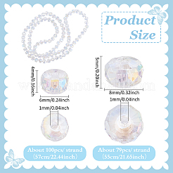 2連売り2色電気メッキガラスビーズ連売り  rodelle  facrted  透明  6~8x4~5mm  穴：1mm  1連/スタイル&nbsp;GLAA-PH0004-22A
