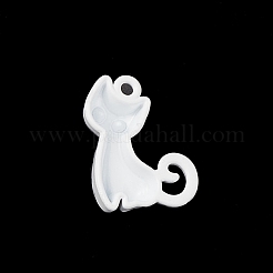 合金エナメルと焼き付け塗装のペンダント  猫  ホワイト  20x15x4mm  穴：1.8mm&nbsp;PALLOY-D065-04