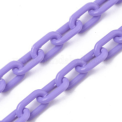 不透明なアクリルアズキチェーン  オーバル  紫色のメディア  13x8x2mm  19.68インチ（50cm）/連&nbsp;X-SACR-N010-002E