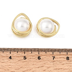 模造ガラスパールペンダント  ゴールデンメッキ真鍮パーツ  ティアドロップ  ホワイト  15x17~19x11.5mm  穴：3x4mm&nbsp;KK-L189-25G