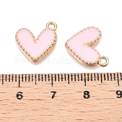 ラックメッキ合金エナメルチャーム  ハートチャーム  ゴールドカラー  ピンク  14.5x13x2mm  穴：1.6mm&nbsp;ENAM-N056-343G-D
