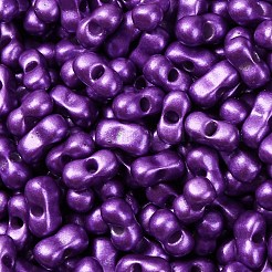 焼付塗装ガラスシードビーズ  メタリックカラー  ピーナッツ  暗紫色  6x3.5x3mm  穴：1mm  約4500個/ポンド&nbsp;SEED-L011-12A-04