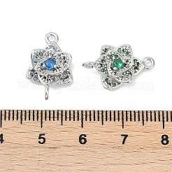 真鍮製ガラスチャーム  花のチャーム  プラチナトーンのパーツ  ミックスカラー  18x11.5x5mm  穴：1.6mm&nbsp;KK-D291-02P