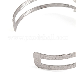 変色しない304ステンレススチール製中空リーフオープンカフバングル（女性用）  ステンレス鋼色  1インチ（2.5cm）  内径：2-1/2インチ（6.5cm）&nbsp;LS-BJEW-K241-03A-P