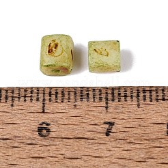 不透明色のガラスシードビーズ  コラム  火で磨かれた  黄緑  5~5.5x4.5~5.5x4.5~5.5mm  穴：1.2mm  約219個/袋&nbsp;GL-CBAC3F6-02L