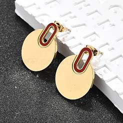 304ステンレススチールスタッドピアス  フラットラウンド  レッド  25x20mm&nbsp;LS-EJEW-Q030-01G-B