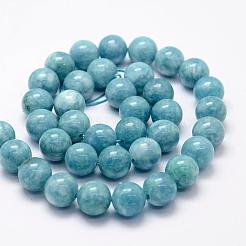 天然な白い翡翠模造アマゾナイトビーズ連売り  ラウンド  染め  8mm  穴：1mm  約48個/連  15.1インチ&nbsp;G-F364-16-8mm