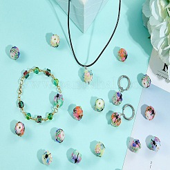 5個の手作りランプワークビーズ  トンボと花の丸  ピンク  15~15.5x13.5~14mm  穴：2.8mm&nbsp;LAMP-SZ0001-50A