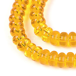 透明ガラスビーズ連売り  ロンデル  ゴールド  6~6.5x3mm  穴：1mm  約103~118個/連  14.57~14.96インチ（37~38cm）&nbsp;GLAA-ZX008-6mm-19B