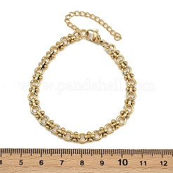 女性用304ステンレススチールリンクチェーンブレスレット  PVD真空メッキ  22KGP本金メッキ  フラットラウンド  6-3/4インチ（17.3cm）&nbsp;BJEW-Z143-22G-01