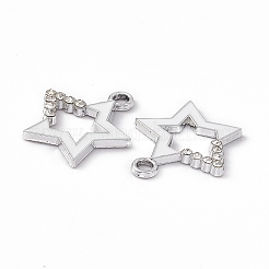 合金ラインストーンペンダント  エナメルスタイル  星のチャーム  プラチナ·ゴールデン  ミックスカラー  21.5x19x2.5mm  穴：2mm&nbsp;PALLOY-P287-09