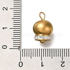304ステンレスペンダント  ラインストーン付き  クリスマス鐘  ゴールドカラー  16x10mm  穴：2mm&nbsp;STAS-H227-03G