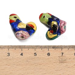 手作りの陶器ビーズ  手描き  おんどり  23~24x18~19x9.5mm  穴：1.8~2mm&nbsp;PORC-L084-03A