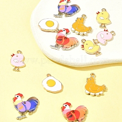 12個6スタイルアロイエナメルペンダント  鶏と卵のチャーム  混合図形  19~23x15~19.5x2~3mm  穴：1.5~1.6mm  2個/スタイル&nbsp;FIND-FS0002-38