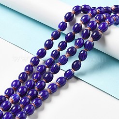 手作りランプワークビーズ連売り  花とオーバル  ミッドナイトブルー  11.5~12.5x9.5mm  穴：1.2mm  約26~27個/連  12.99~13.39インチ（33~34cm）&nbsp;LAMP-C007-02