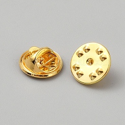 交換用制服バッジ用のフラットラウンドい鉄製のラペルピンバック  ゴールドカラー  11.5x5.5mm  穴：1mm&nbsp;DIY-WH20007-356G