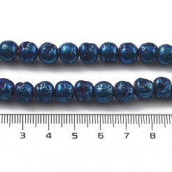 電気メッキされた天然溶岩岩ビーズ連売り  ラウンド  ブルーメッキ  8.5mm  穴：1.5mm  約52個/連  16.14インチ（41cm）&nbsp;G-A251-E01-01H