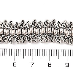 チベット風翼の合金ビーズ連売り  無鉛の  アンティークシルバー  4.5x14x3.5mm  穴：2mm  約59個/連  8インチ&nbsp;TIBEB-O007-22-LF