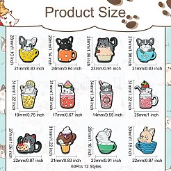 60個 12スタイル 動物スタイル PVC カボション  混合図形  ミックスカラー  22~31x14~27x3~4mm  5個/スタイル&nbsp;KY-CJ0002-07