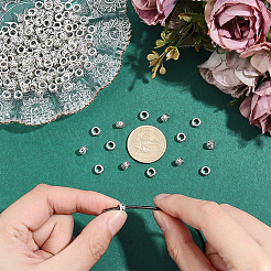 チベットスタイルの合金ビーズ200個。  カドミウムフリー＆鉛フリー  ロンデル  アンティークシルバー  6x3.5mm  穴：3.5mm&nbsp;TIBEB-HY0001-24
