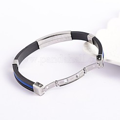 トレンディなPUレザーコードブレスレット  304ステンレススチールのスライダーチャームと時計バンド留め具付き  ドジャーブルー  68x54mm&nbsp;BJEW-E260-14C