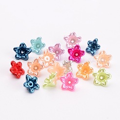 ABSプラスチックパール調ビーズ  花  ミックスカラー  10x10.5x5mm  穴：1mm  約1000個/袋&nbsp;PL129Y