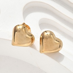 女性用304ステンレススチールスタッドピアス  ハート  ゴールドカラー  12x13mm&nbsp;LS-EJEW-A130-04G