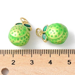 真鍮製エナメルペンダント  丸カン付き  長持ちメッキ  カドミウムフリー＆鉛フリー  ラックめっき  18KGP本金メッキ  フルーツチャーム  オレンジ  16x12x11mm  穴：3.5mm&nbsp;KK-A252-38G-03