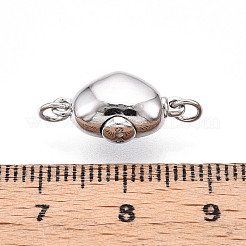 925スターリングシルバーボックスクラスプ  ハート  s925スタンプあり  丸カン付き  プラチナ  9x16x6.5mm  穴：2mm  丸カン：4x0.7  2.5mm内径&nbsp;STER-T007-134P