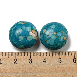 染色された合成ターコイズビーズ  フラットラウンド  ターコイズ  20.5x11~12mm  穴：1mm&nbsp;G-B070-32B