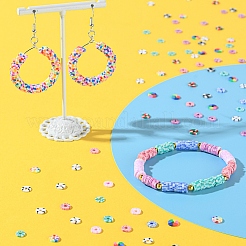 手作り樹脂粘土ビーズ連売り  ジュエリー工芸用品のDIY用  ヒシビーズ  ディスク/フラットラウンド  ミックスカラー  6mm  穴：1.8~2mm  約200PCS /カラー&nbsp;CLAY-YW0001-46