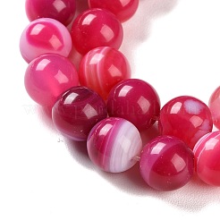 天然石縞瑪瑙/バンデットアゲートビーズ連売り  染め  ラウンド  マゼンタ  10mm  穴：1.2mm  約19個/連  7.60''（19.3センチメートル）&nbsp;G-Z060-A01-C06