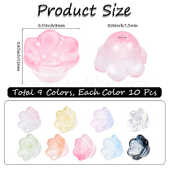 ランプワークビーズ 90色 9個  花  ミックスカラー  12x8mm  10個/カラー&nbsp;LAMP-PA0001-12