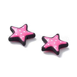 オペーク樹脂ビーズ  水玉模様の星  ピンク  18.5x19.5x5.2mm  穴：1.6mm&nbsp;LS-RESI-K020-01A