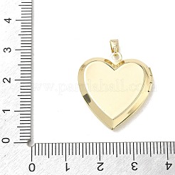 プリント入り真鍮製ロケットペンダント  花のチャーム付きハート  ホワイト  25x22.5x5.5mm  穴：4x2.5mm&nbsp;KK-CBA9B3D-01G-01