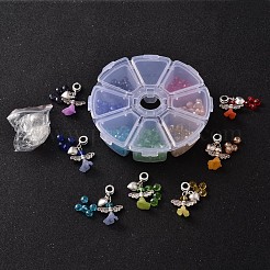 ブレスレットやネックレス用のプラスチックボックスDIYのジュエリーセット  1BOX様々な色のガラスビーズ  合金アクリルペンダントと韓国弾性水晶の線  素敵なウェディングドレスエンジェルダングル  カラフル  6x4mm  穴：1mm&nbsp;DIY-CP00025