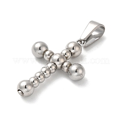 変色しない304ステンレススチールペンダント  クロスチャーム  ステンレス鋼色  33x22.5x6mm  穴：9x4.5mm&nbsp;STAS-M322-16P