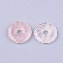 天然石ローズクォーツペンダント  ドーナツ/円盤  ドーナツ幅：7.3~7.5mm  20x3~5mm  穴：5~5.5mm&nbsp;G-S349-22A-01