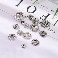 ミックスチベット風合金ビーズキャップ  アンティークシルバー  5~30x3~12mm  穴：1~2.5mm  約1070個/キログラム&nbsp;TIBE-O006-26