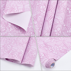 塩ビ革生地  DIYクラフト作り用品用  花柄  紫色のメディア  1370x301x0.8mm&nbsp;DIY-WH20081-097F