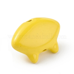 塗装合金ビーズをスプレー  ガラスの目で  猫の頭  きいろ  10.5x15x7mm  穴：1.5mm&nbsp;PALLOY-K001-18F