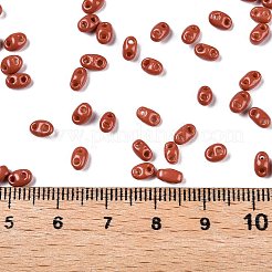 焼付塗装ガラスシードビーズ  2穴  オーバル  チョコレート  5~6x2.5~3.5x3mm  穴：0.7~0.9mm  約7500個/ポンド&nbsp;SEED-T006-03T