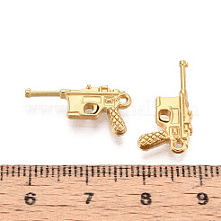304ステンレスペンダント  銃の形  イオンプレーティング（ip）  18KGP本金メッキ  19x10x3mm  穴：1.2mm&nbsp;STAS-N114-55G