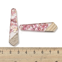 ウッドペンダント  樹脂と金箔  ポリゴン  サクランボ色  49x12x4mm  穴：2mm&nbsp;FIND-B042-04D