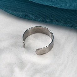 304ステンレススチールオープンカフリング  男性と女性のための幅広バンドリング  ステンレス鋼色  6mm  調整可能&nbsp;RJEW-G335-01A